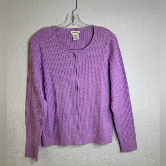 St. John’s Bay Purple Ribbed Zip-Up Knit Cardigan Sweater Stretch Size L - Picture 3 of 14
